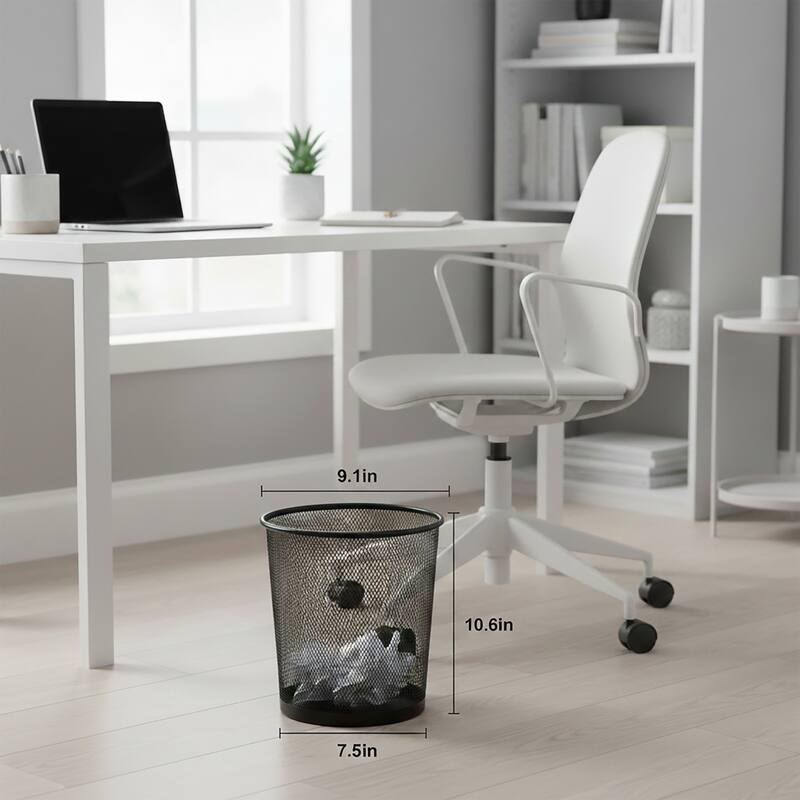 Creative Home 2.5 Gallon Black Steel Mesh Round Wastebasket