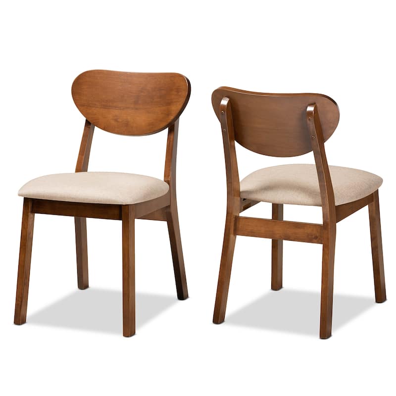 Damara Mid-Century Modern 2-Piece Dining Chair Set - Beige