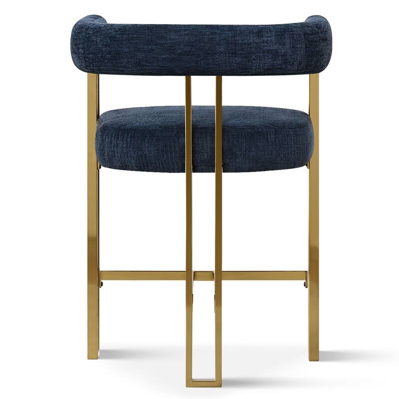 25" Seat Height Upholstered Chenille Gold Matel Counter Stool