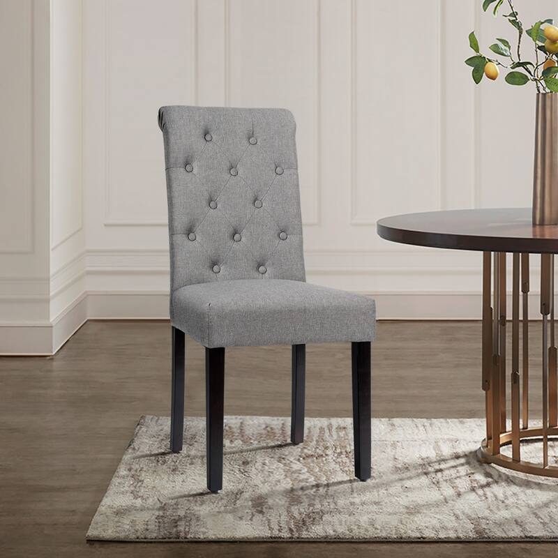 Costway Set of 2 Parsons Upholstered Fabric Chair with Wooden Legs
