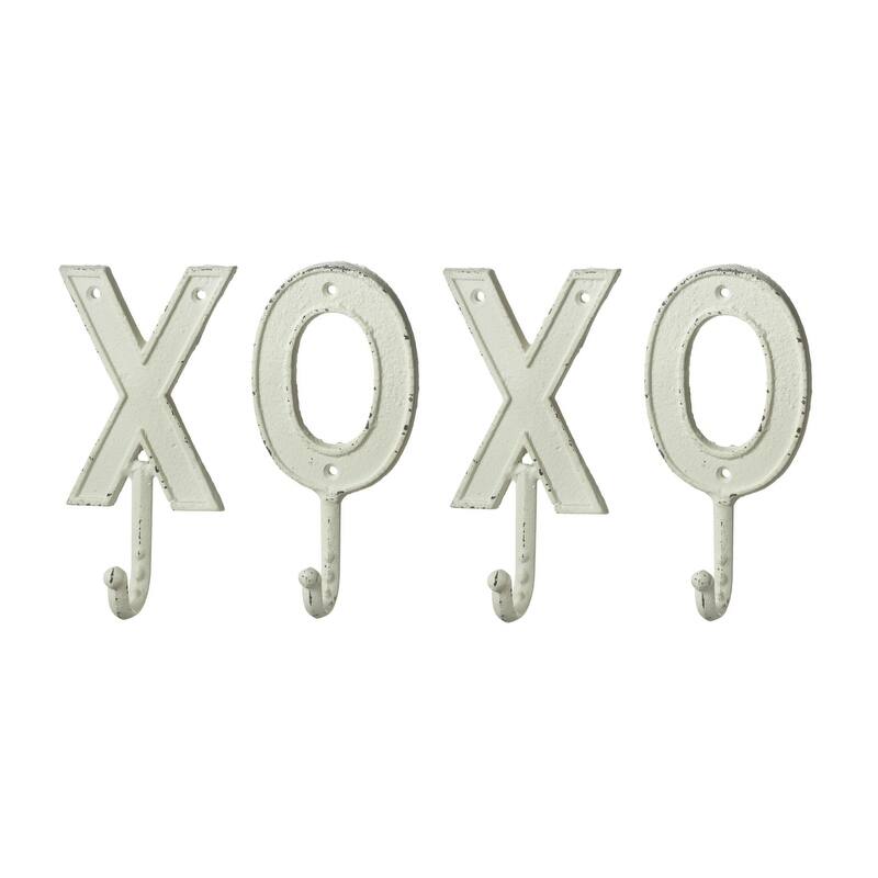 Monogram Letter X Single Wall Hook Painted Cast Iron 7.5 Inch - White