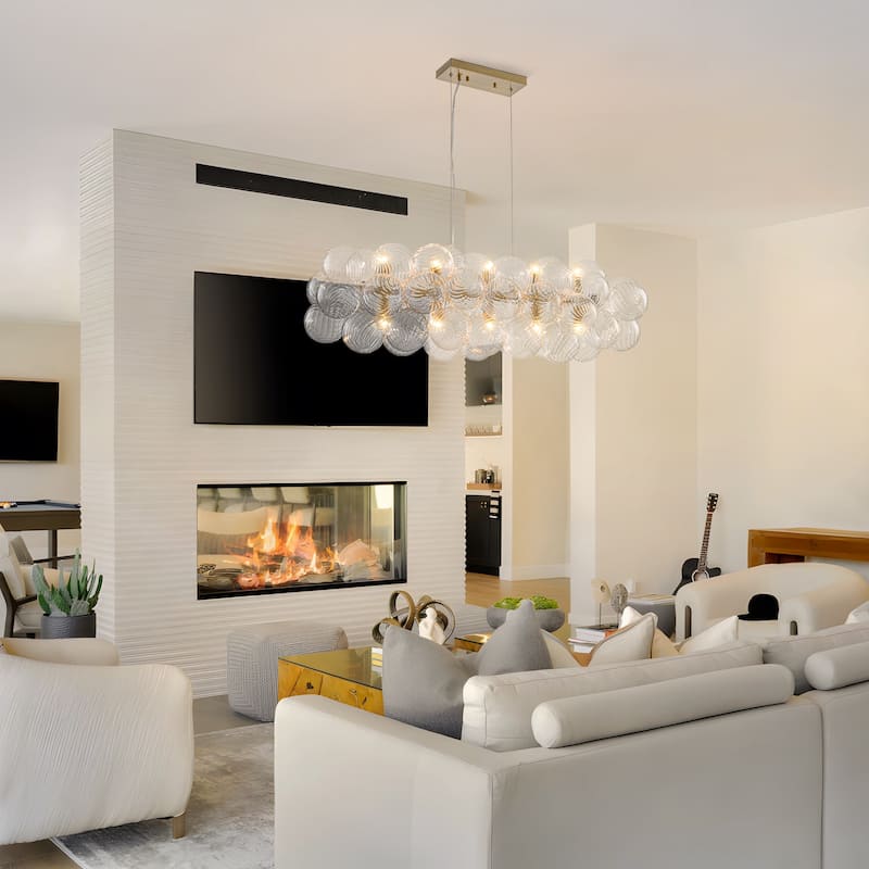 Starsky 10-Light 39in. Contemporary Glass Bubble Linear Kitchen Island Chandelier