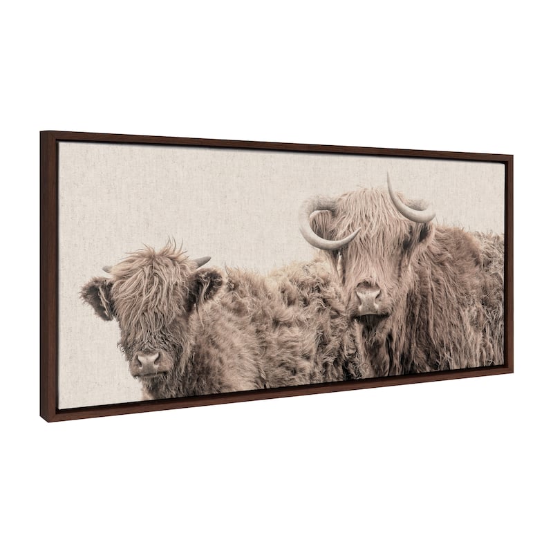 Kate and Laurel Sylvie Two Cow BFF Canvas by Creative Bunch Studio - 18x40 - Brown