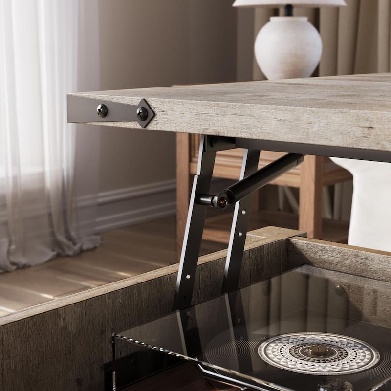 Farmhouse lift-top Coffee Table, Hidden Storage, Rustic Center Table