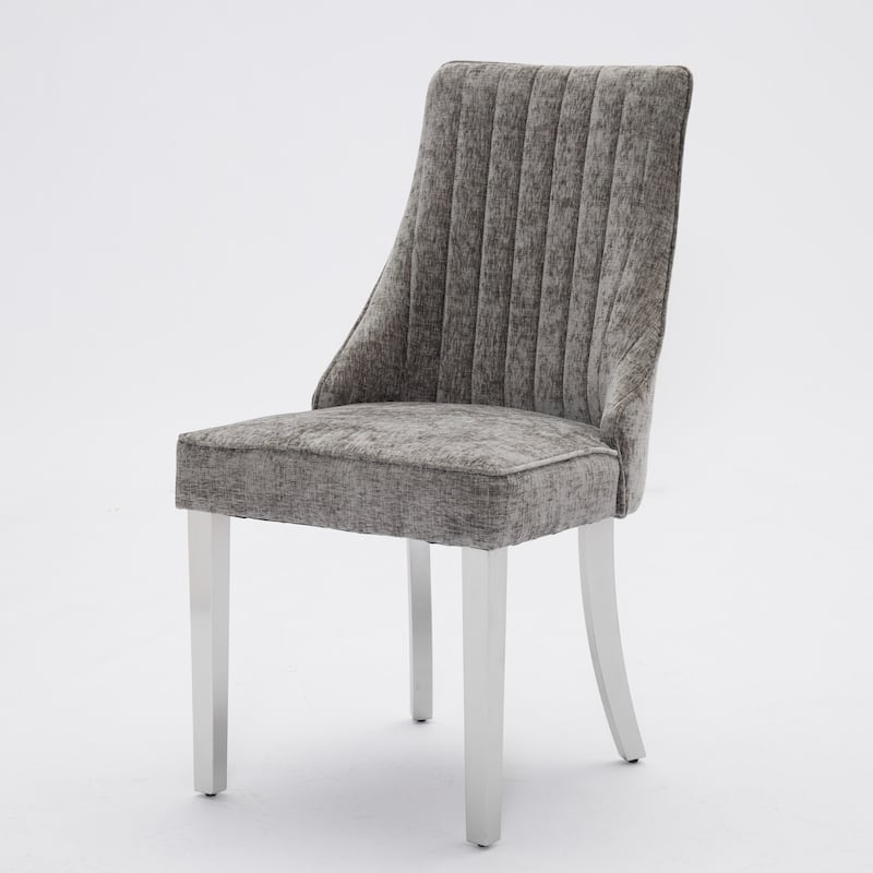 Rayon Cloth Flocking Chenille Dining Chairs Channel Kitchen Dinner Chair Comfy Fabric Upholstered Accent Chair