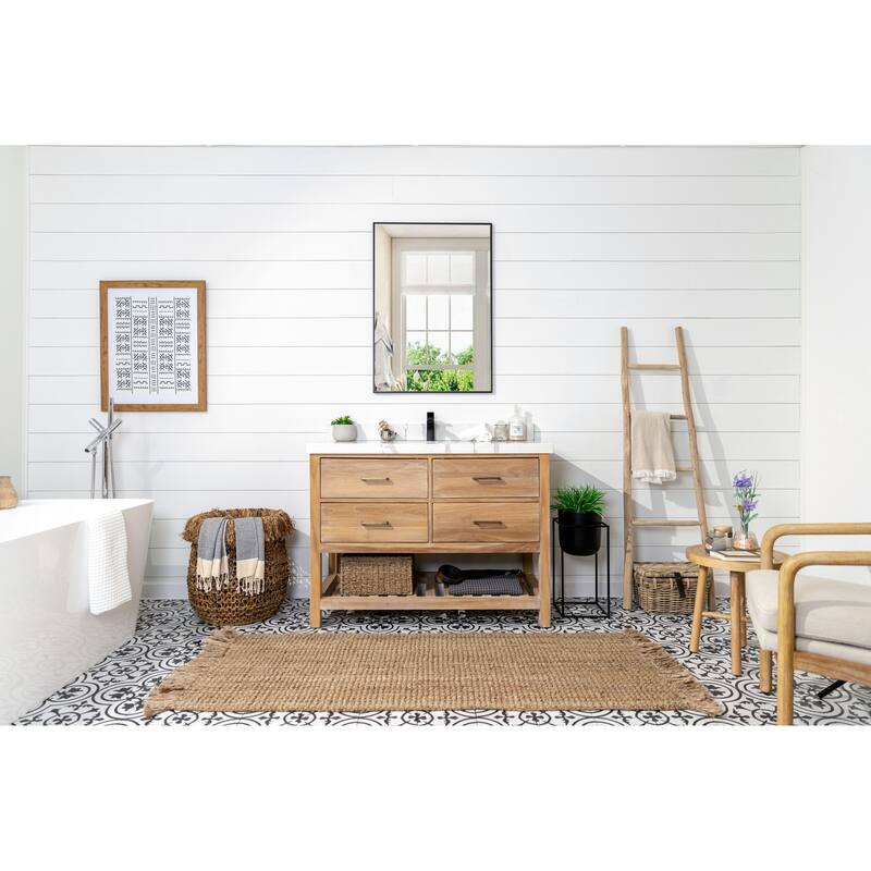 Willow Collections 48 in. W x 22 in. D Parker Solid Teak Single Sink Bathroom Vanity with Countertop