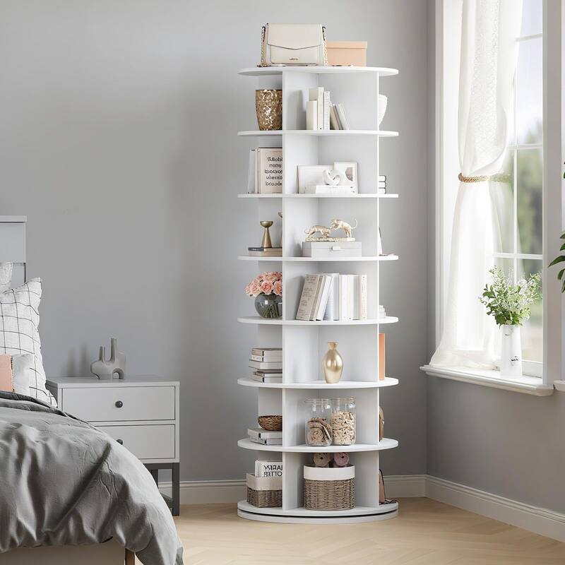 7 Tier Rotating Shoe Rack Tower for24-28/28-32 Pairs, 360° Free Standing