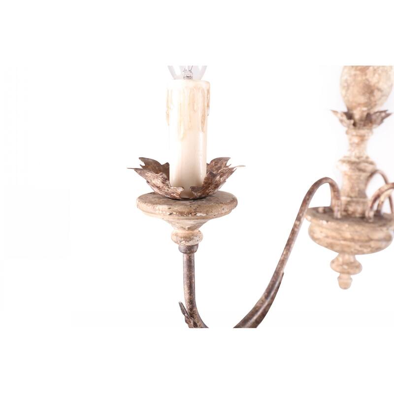 Belladepot 6-Light Distressed Wood Mid-Century Chandelier For Kitchen Island Lighting French Country Style - Disressed Wood