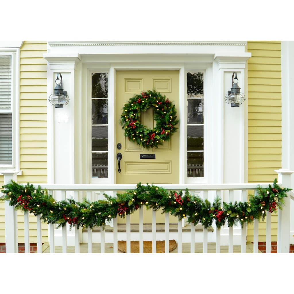Woodland Berry Garland B/O WW & MU LED (6', 9' or 12')