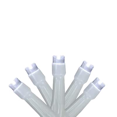 10 Battery Operated White LED Wide Angle Christmas Lights - 3 ft White Wire - 3'