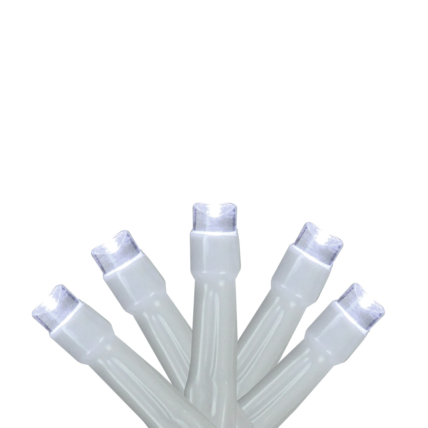 10 Battery Operated White LED Wide Angle Christmas Lights - 3 ft White Wire - 3'