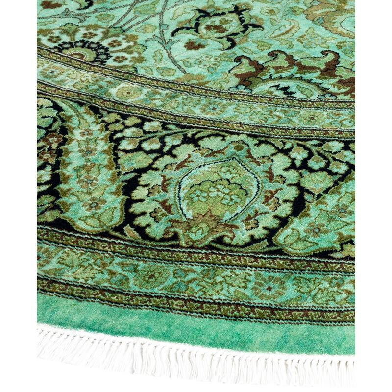 Overdyed One-of-a-Kind Hand-Knotted Area Rug - Green - 9' 1" x 9' 1"