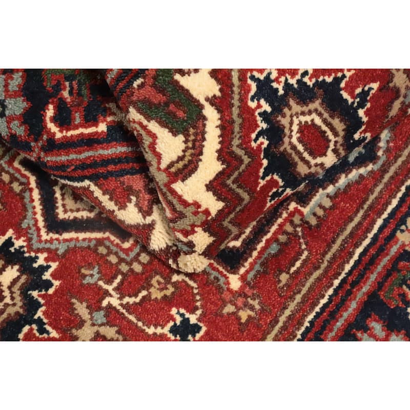 Hand Knotted Oriental 100% Wool Carpet Traditional Medallion Oranges & Rust Heriz (serapi) Area Rug - 4' 11'' X 3' 1''