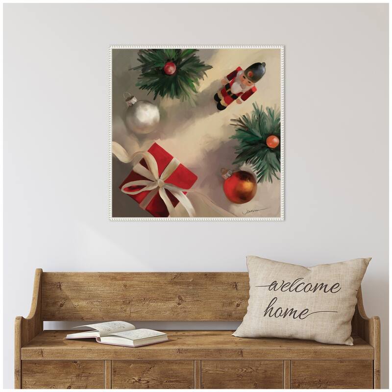 Kate and Laurel Tis The Holiday Season by Mary Sparrow Framed Canvas Wall Art Print