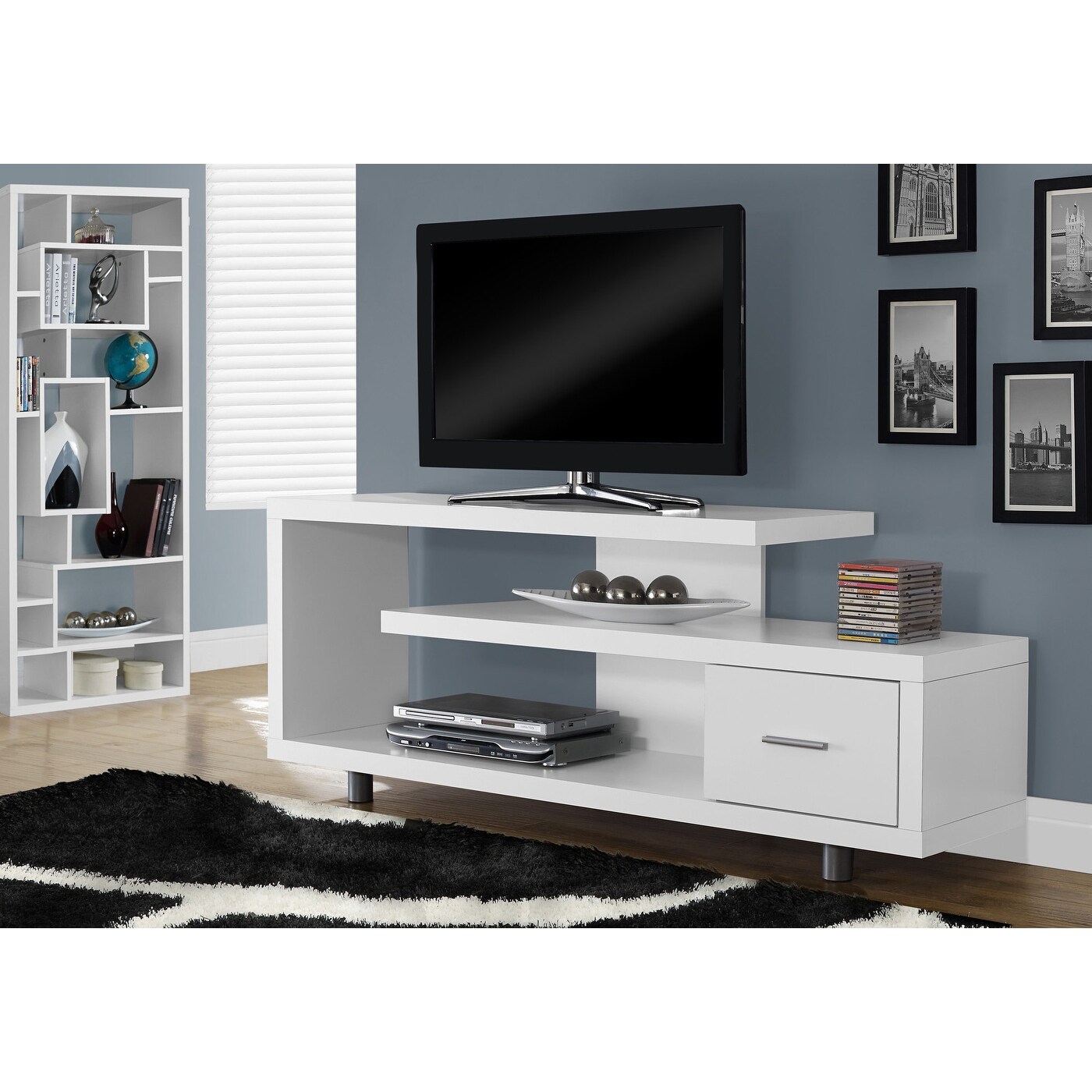 Shop Monarch 2573 White 60nch Tv Stand W One Drawer Overstock 30541807