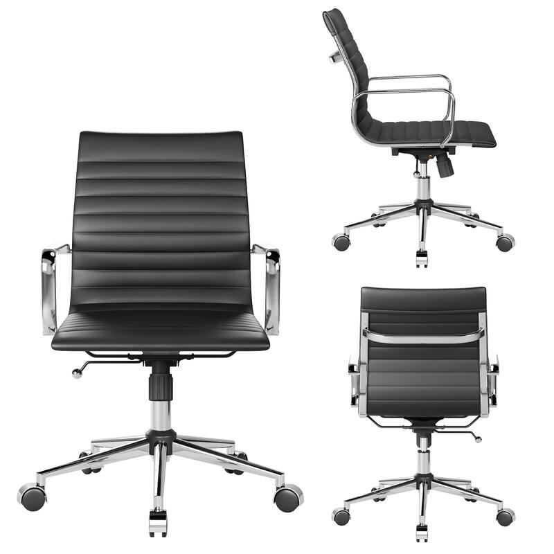 CAROCC Ribbed Computer Office Chair Swivel Lift tilt function Ergonomic Premium Leather Desk Armchair