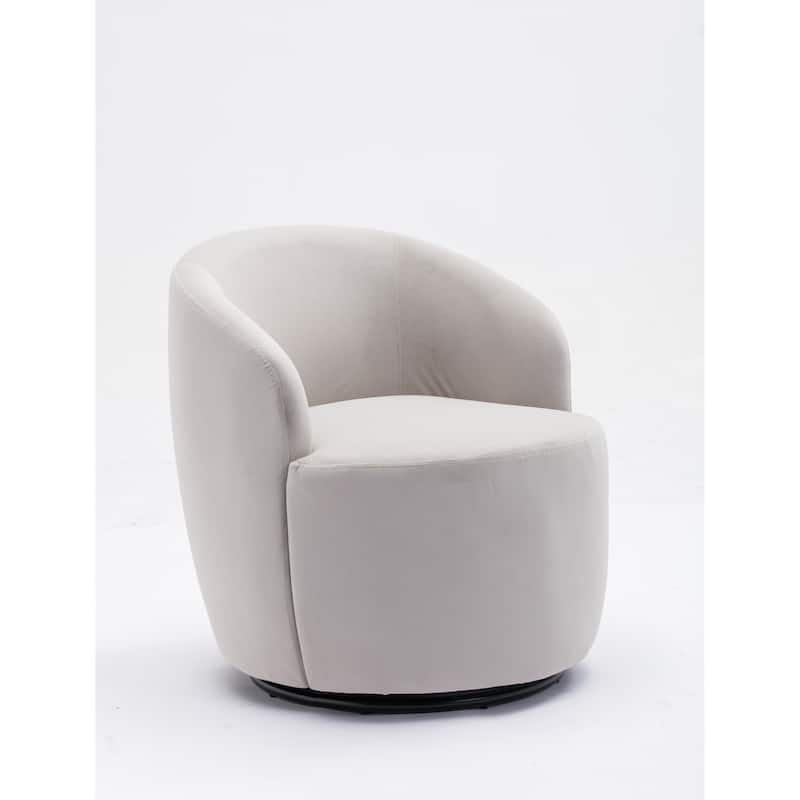 Gray Velvet 25.6" Swivel Barrel Chair with Black Coating