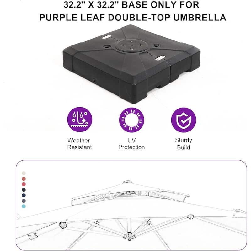 PURPLE LEAF 32.2" Square Outdoor Patio Umbrella Base - 32.2"X 32.2"X 8"