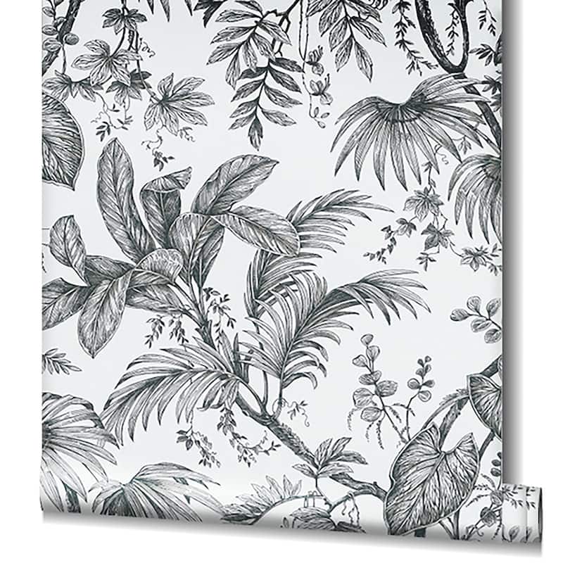 Galerie Wallcoverings Large Palm Leaves And Stems Vinyl on Non-woven Wallpaper Roll