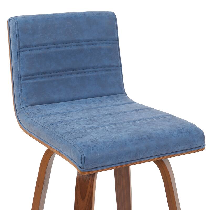 Skara Swivel Bar Stool, Upholstered Bar Height Chair with Bentwood Frame