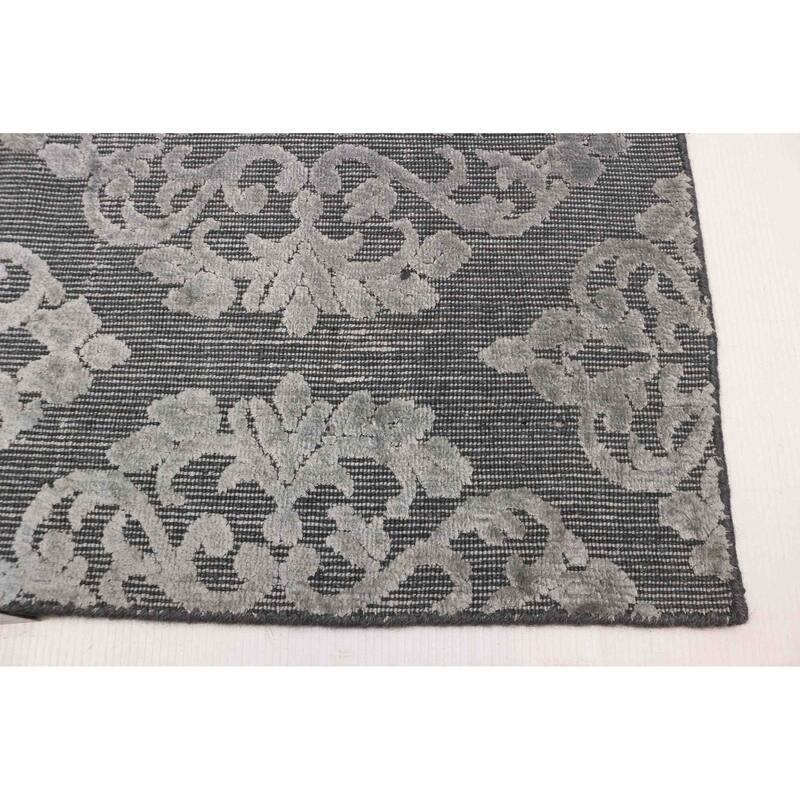 ECARPETGALLERY Hand Loomed Elysian Dark Grey Viscose, Wool Rug - 5'6 x 8'5