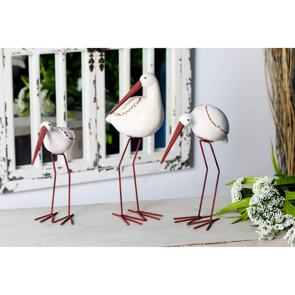 White Ceramic Bird Decorative Sculpture (Set of 3)