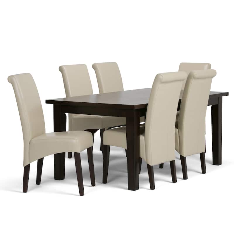 WYNDENHALL Franklin Transitional 7 Pc Dining Set with 6 Upholstered Dining Chairs and 66 inch Wide Table