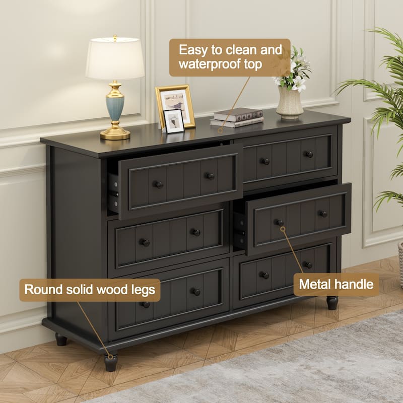 Vintage 6-Drawer Dresser Mid-Century Storage Chest