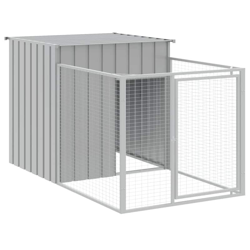 vidaXL Dog House with Run Anthracite/Light Gray multisize Galvanized Steel