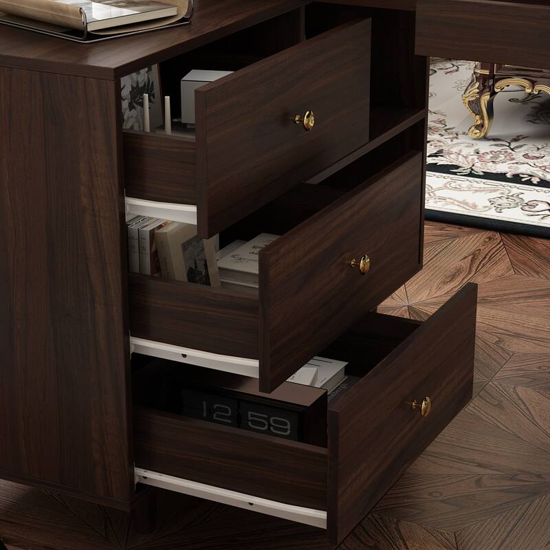 Desk Computer Desk Modern Workstation Business Desk Rustic Brown Black