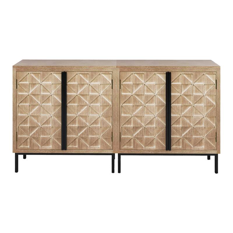 Antique brown 29 in. H Accent Cabinet with 2 Shelves and 4 Doors - 55.20" x 13.50"