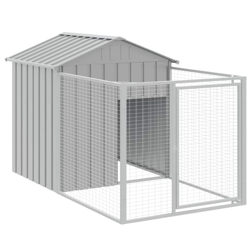 vidaXL Dog House with Run Light Gray/Anthracite multisize Galvanized Steel