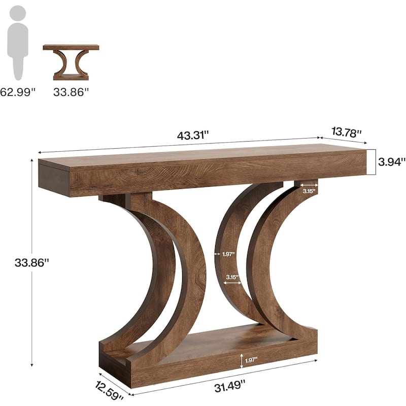 43.31-Inch Farmhouse Console Table with Curved Legs for Entryway, Living Room, Hallway, Foyer, Entrance