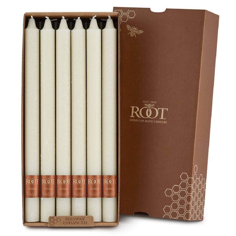 ROOT 12 Inch Unscented Timberline Arista Taper Candles box of 12 - 12 X 7/8 - Ivory