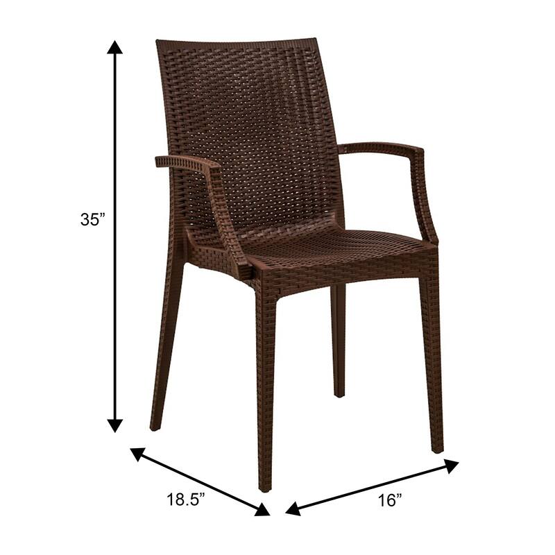 Mace Polypropylene Stackable Armrest Patio Dining Chair with Woven Design for Outdoor Dining Patio Indoor Gatherings