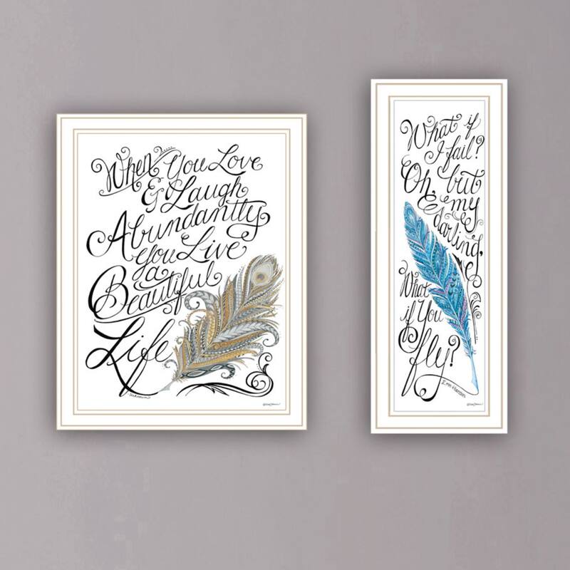 2-Piece Framed Wall Art Set - Inspirational "What if I FAIL?", White Frame