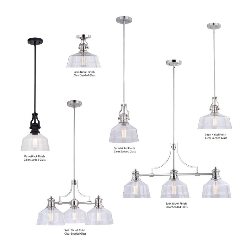 Beloit Farmhouse Kitchen Island Mini Pendant Ceiling Light Clear Seeded Glass