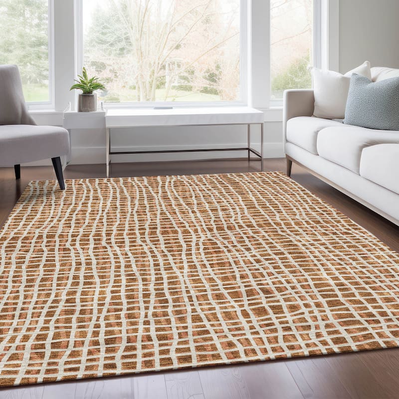 Machine Washable Indoor/ Outdoor Chantille Abstract Modern Rug