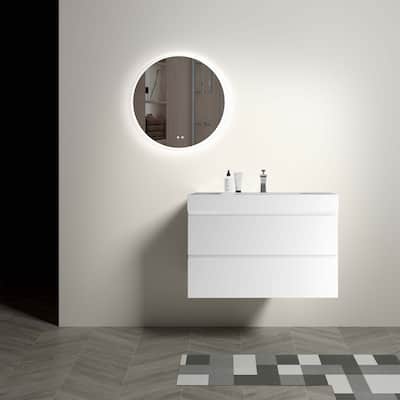 36" White Bathroom Vanity with Sink,Pre-assembled