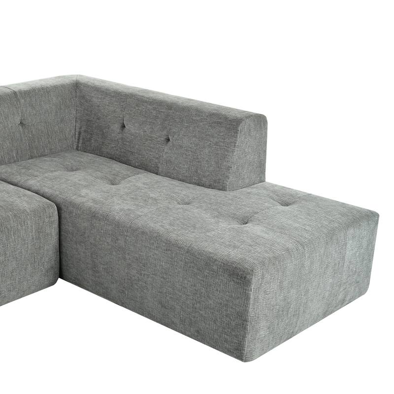 112.2" Chenille Modular L-Shaped Sofa Bed with Free Combination Design and No-Assembly Required