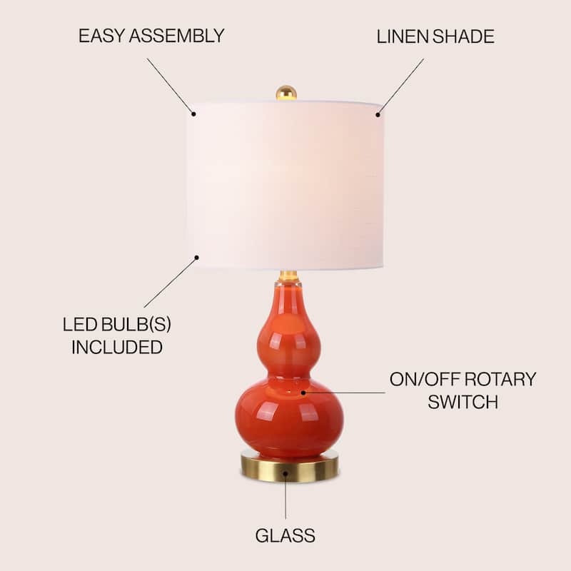 Anya 20.5" Mini Glass LED Table Lamp, Gray by JONATHAN Y