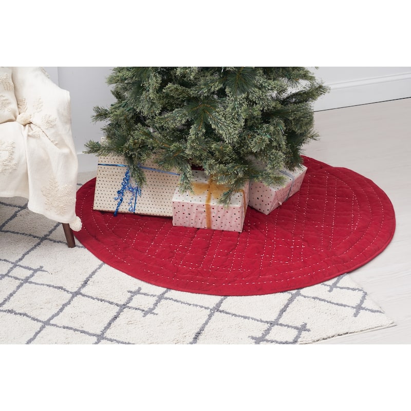 54" Elliot Ruby Decorative Premium Christmas Tree Skirt
