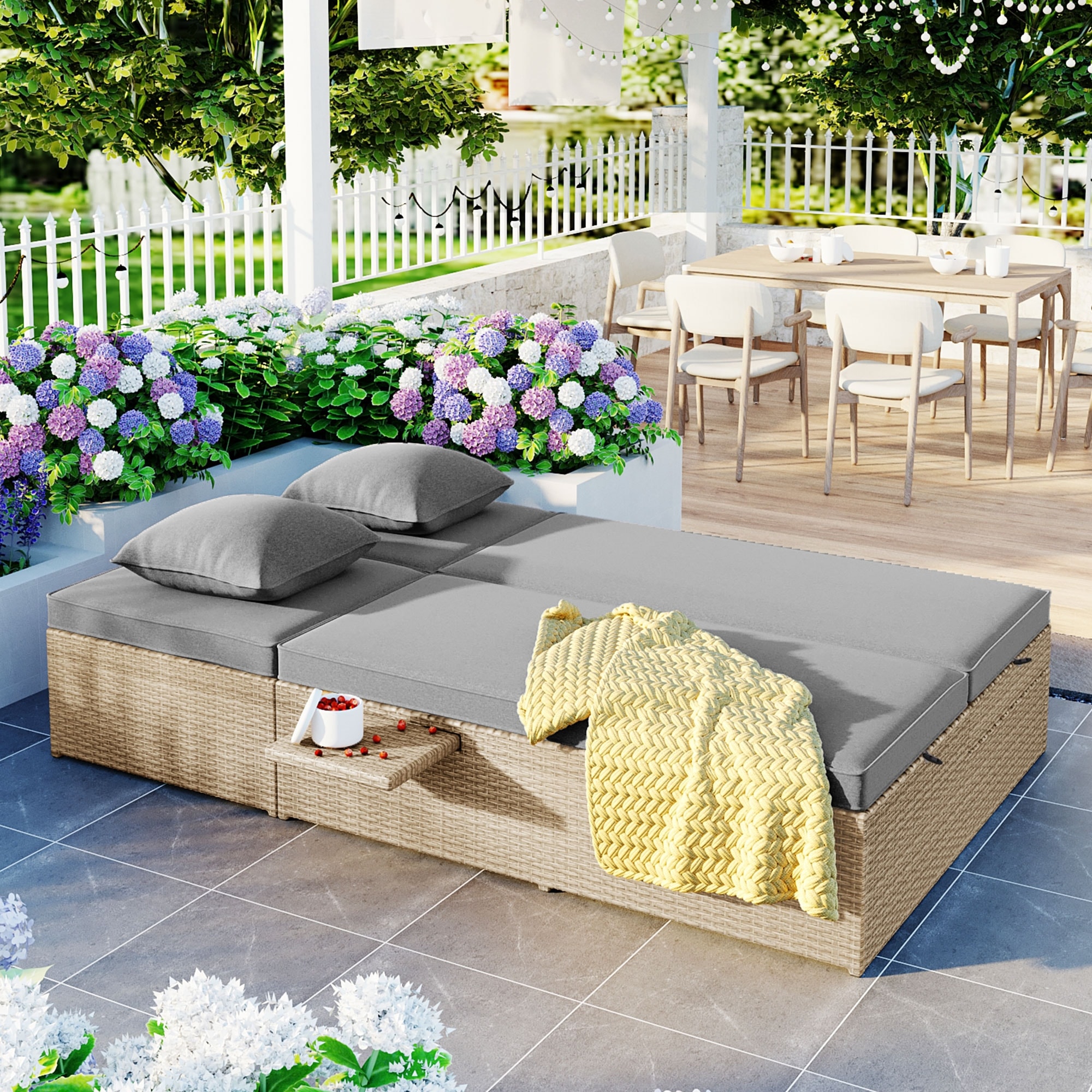 Double sunbed sales with canopy