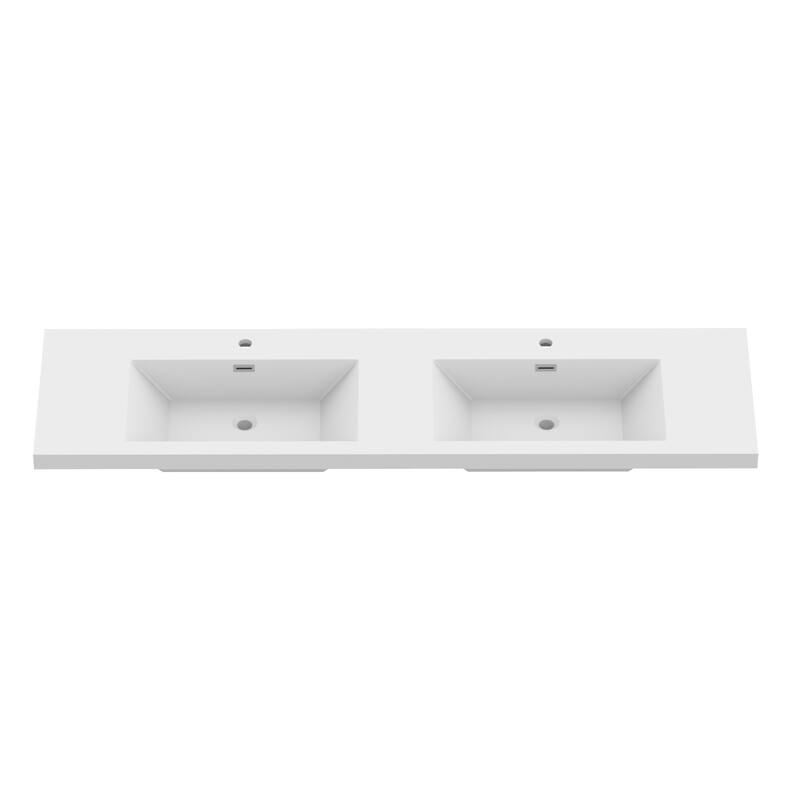 72" in. W x 26" in. D Integrated Resin Bathroom Rectangular Dual Sink Vanity Top One-Piece Design - 72"