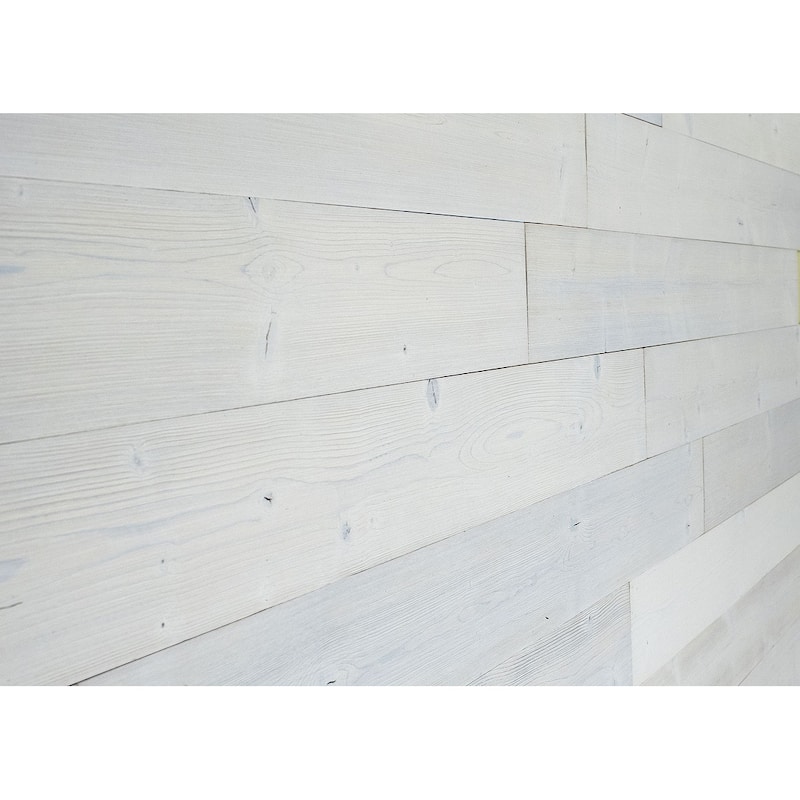 1.6 Sq Ft Pine Wood Wall Panels Peel & Stick Wooden Planks Pure White