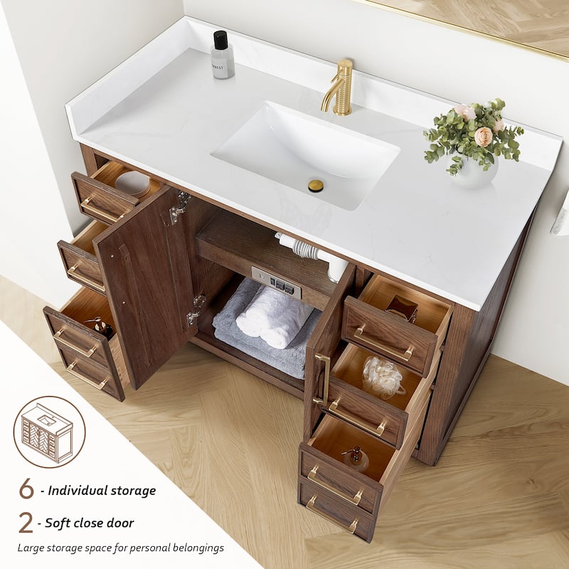 Jakarta Bath Vanity with Quartz Stone Top without Mirror