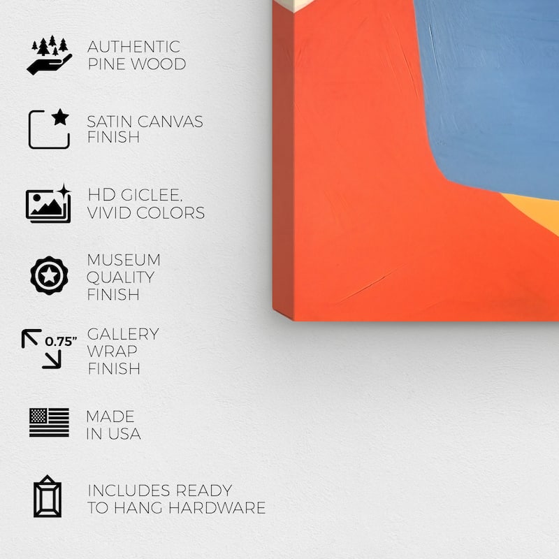 Wynwood Studio Canvas Abstract Steep and Colorful Blue and Dark Orange Modern & Contemporary Wall Art Canvas Print