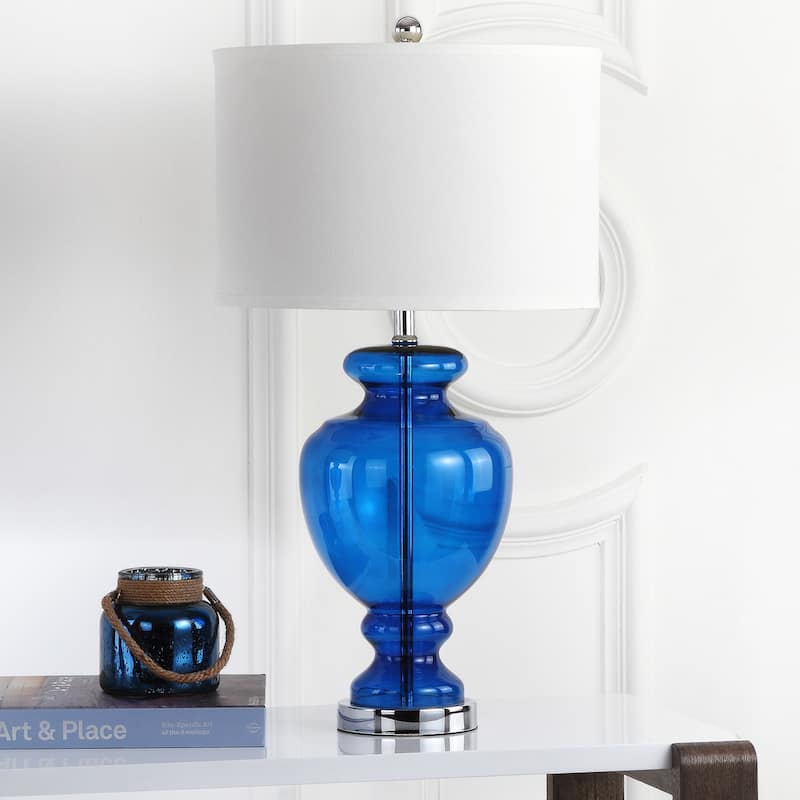 SAFAVIEH Lighting Montana 28 Inch Turquoise Glass Table Lamp (Set of 2)