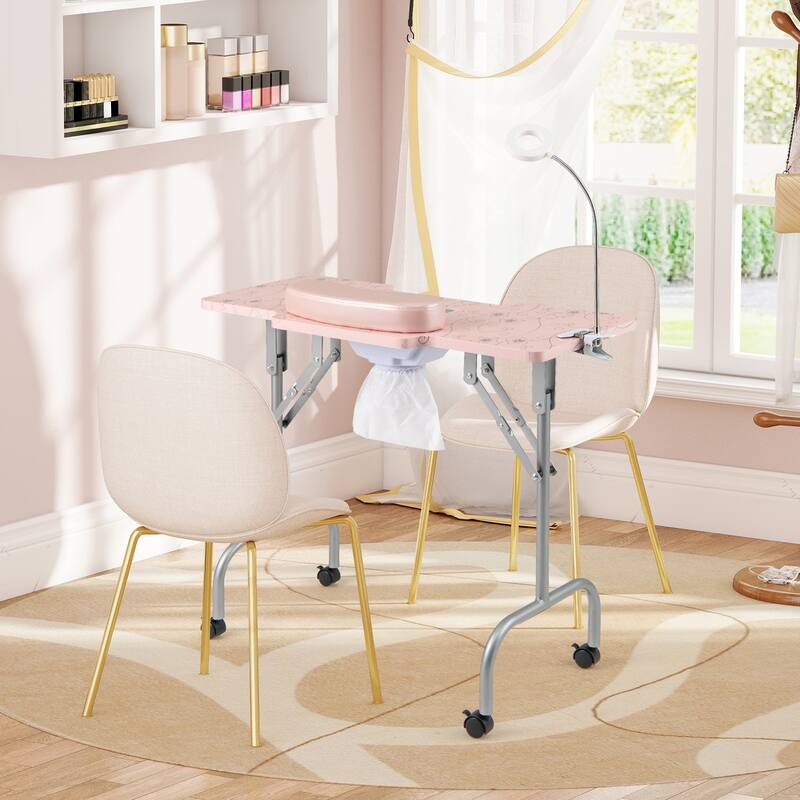 Costway Folding Manicure Nail Table with Electric Dust Collector LED - See Details