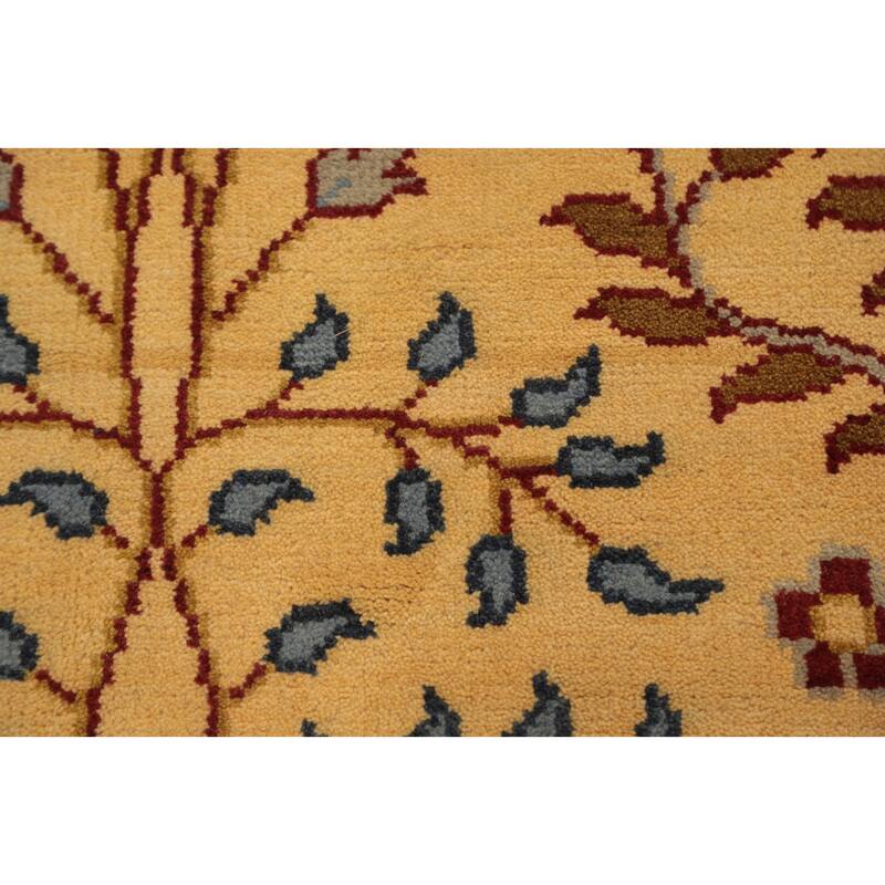 Hand Knotted Oriental 100% Wool Carpet Traditional All-Over Yellow & Gold Ziegler Area Rug - 9' 11'' X 8' 2''